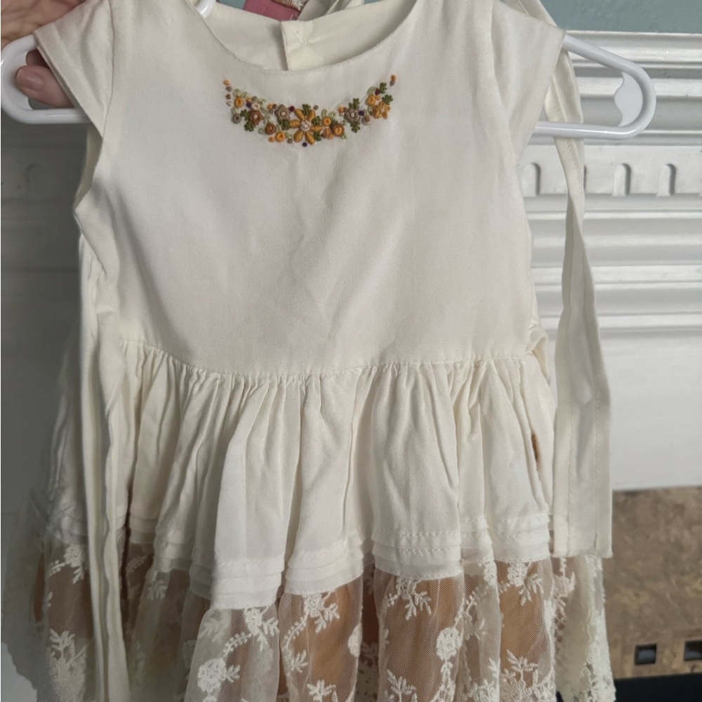 Well Dressed Wolf Cream Dress with Floral Embroidery